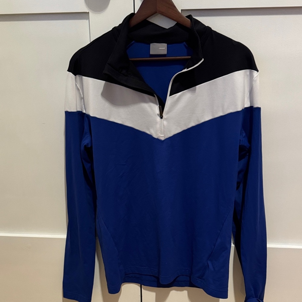 Men's Blue and Black Half-Zip athletic top